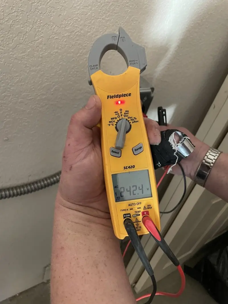 Voltage testing with clamp meter during Generator Installation in Big Bear City